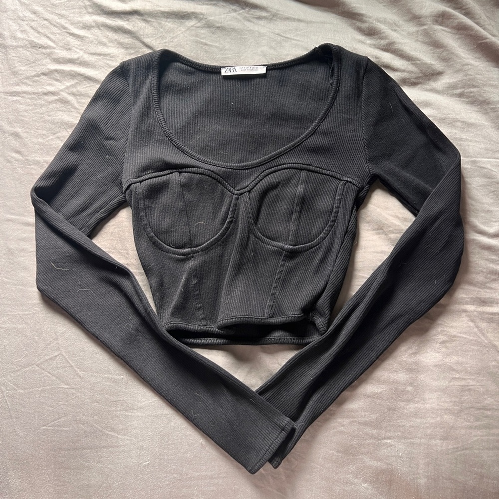 Zara Black Corset Lined Longsleeve